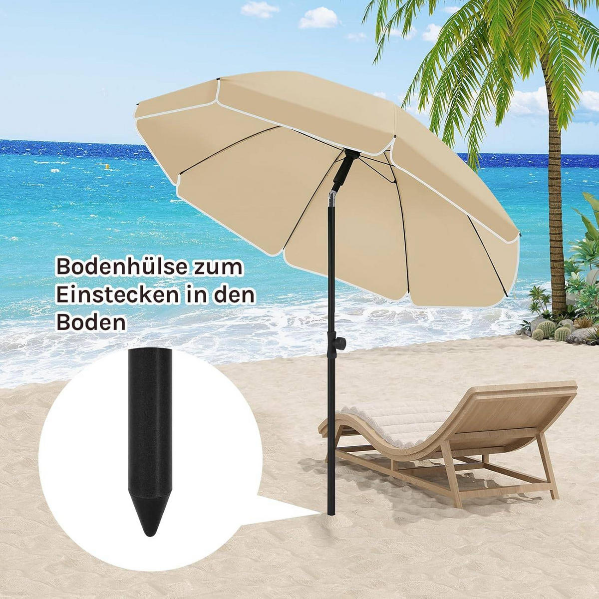SONNENSCHIRM, Balkonschirm Strandschirm UV-beständig wasserdicht - Taupe, Metall (155/155cm) - Woltu