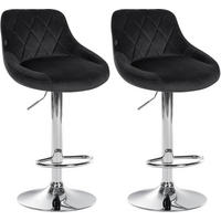 BARHOCKER 2er Set Samt schwarz - Chromfarben/Schwarz, Textil/Metall (46/83/49cm) - CLP