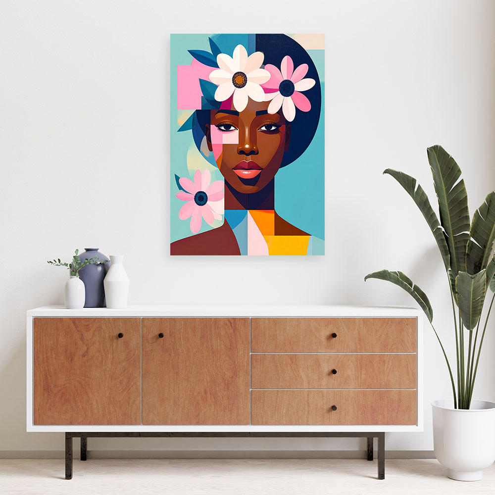 LEINWANDBILD Porträt einer Frau im Bauhaus-Stil 80x120cm - Multicolor, Textil (80/120cm) - Feeby