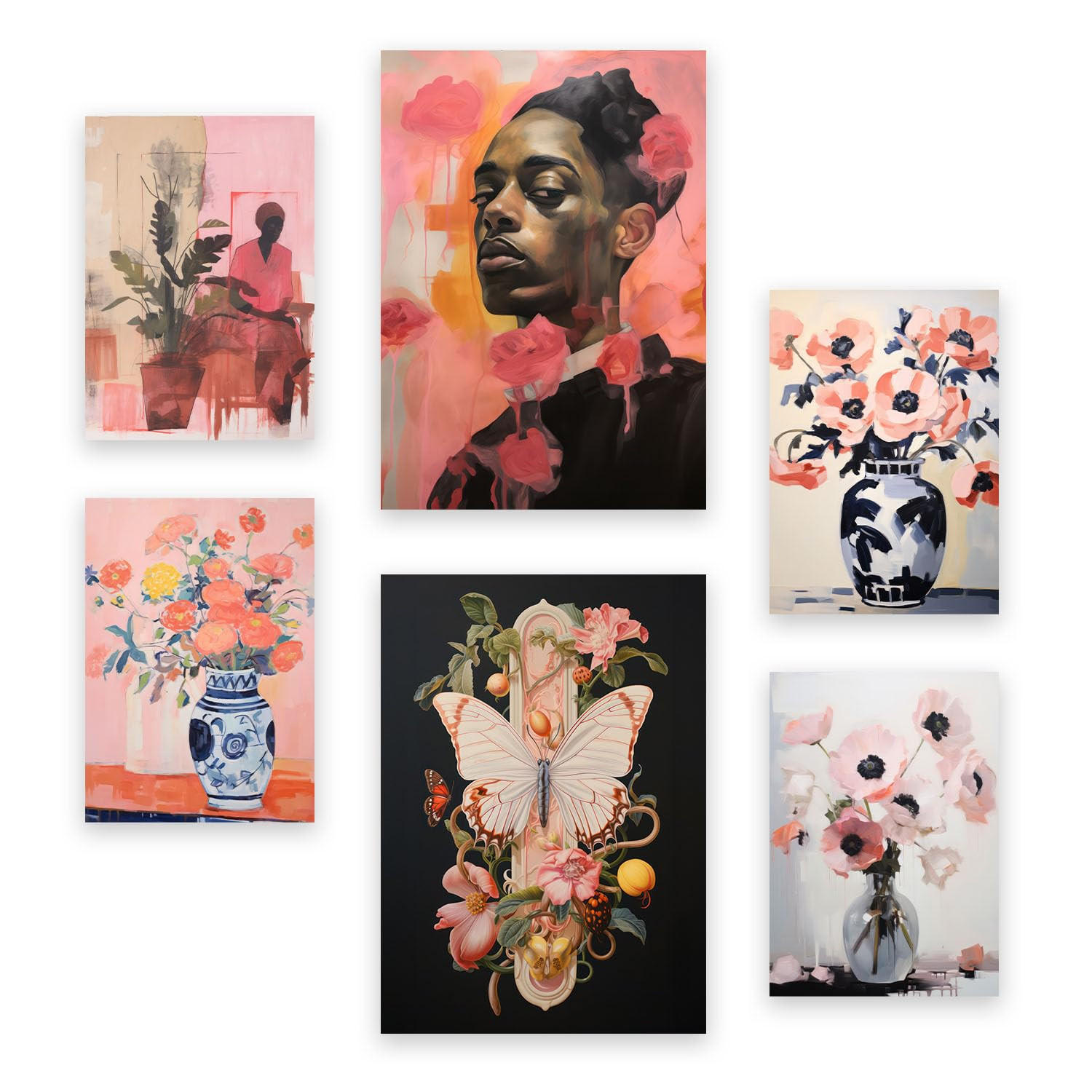 POSTER Set Mit 6 Blüte Schönheit In Vielseitiger Stil A3 & A4 Rahmenlos - Klar, Papier (29/3cm) - Nacnic