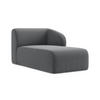 SOFAELEMENT Rechts Samt Stoff Grau - Edelstahlfarben/Schwarz, Holzwerkstoff/Kunststoff (91/75/166cm) - Makamii