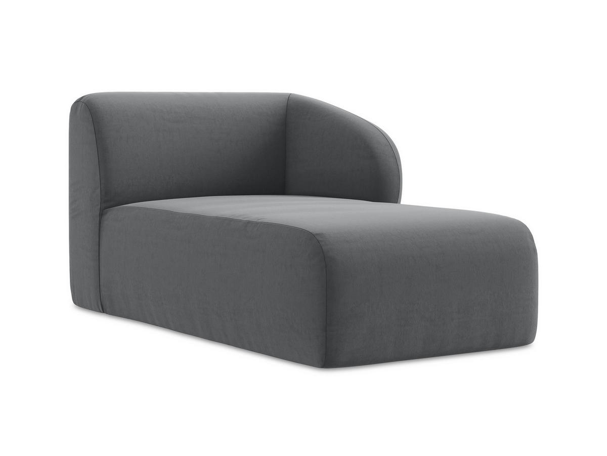 SOFAELEMENT Rechts Samt Stoff Grau - Edelstahlfarben/Schwarz, Holzwerkstoff/Kunststoff (91/75/166cm) - Makamii