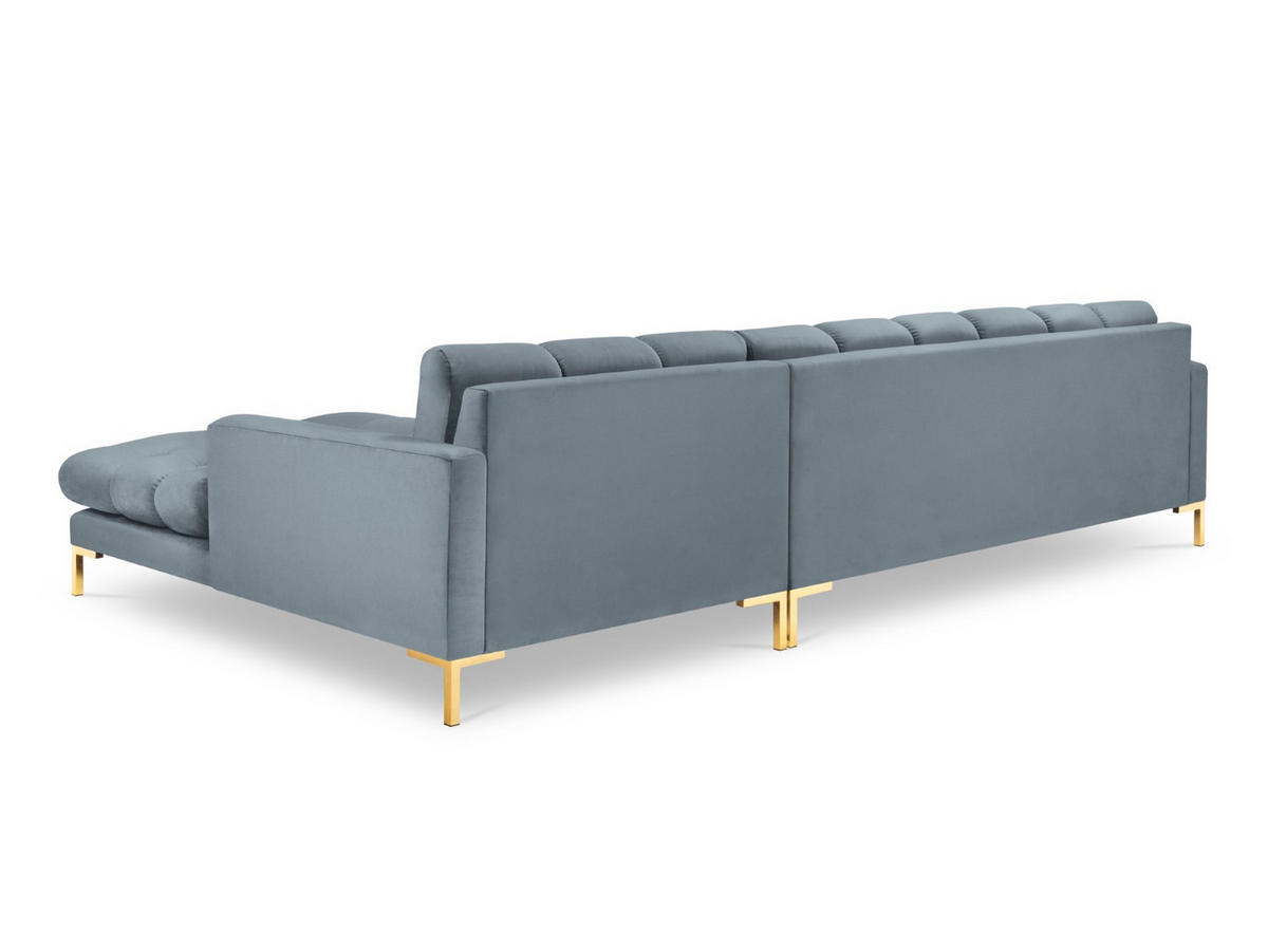 ECKSOFA rechts Mamaia aus Samt hellblau 5 Sitzplätze - Hellblau, Textil (185/293cm) - Micadoni