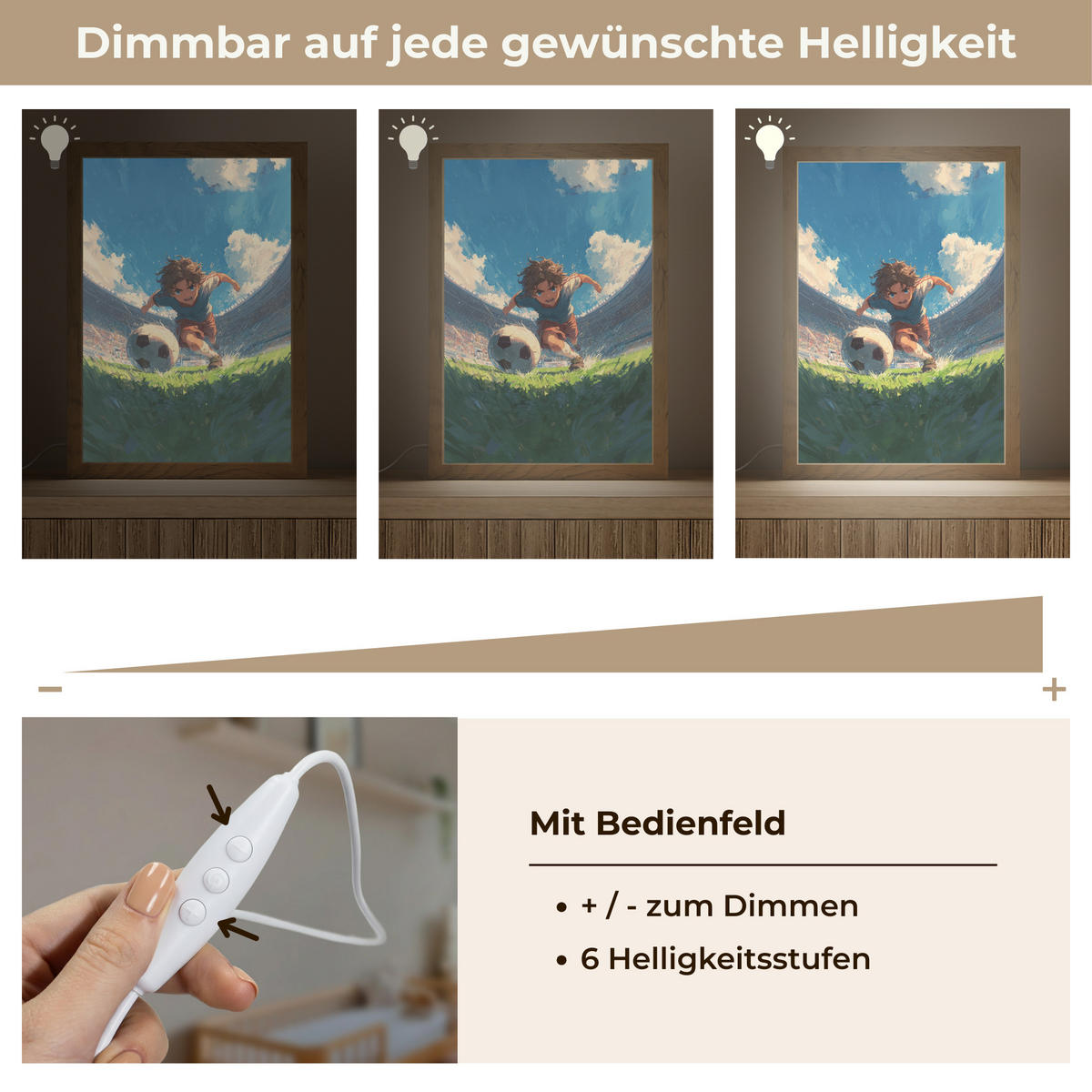 NACHTTISCHLAMPE Stadion - Fußballer - Ball 20x30 cm - Blau, Holzwerkstoff (8/20/30cm)