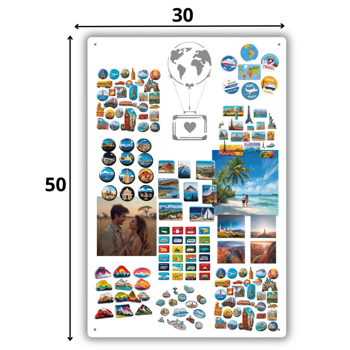 MAGNETTAFEL für Erinnerungen Koffer Weiß 50x30 cm - Weiß, Metall (30/50/0.7cm) - ANWICAR