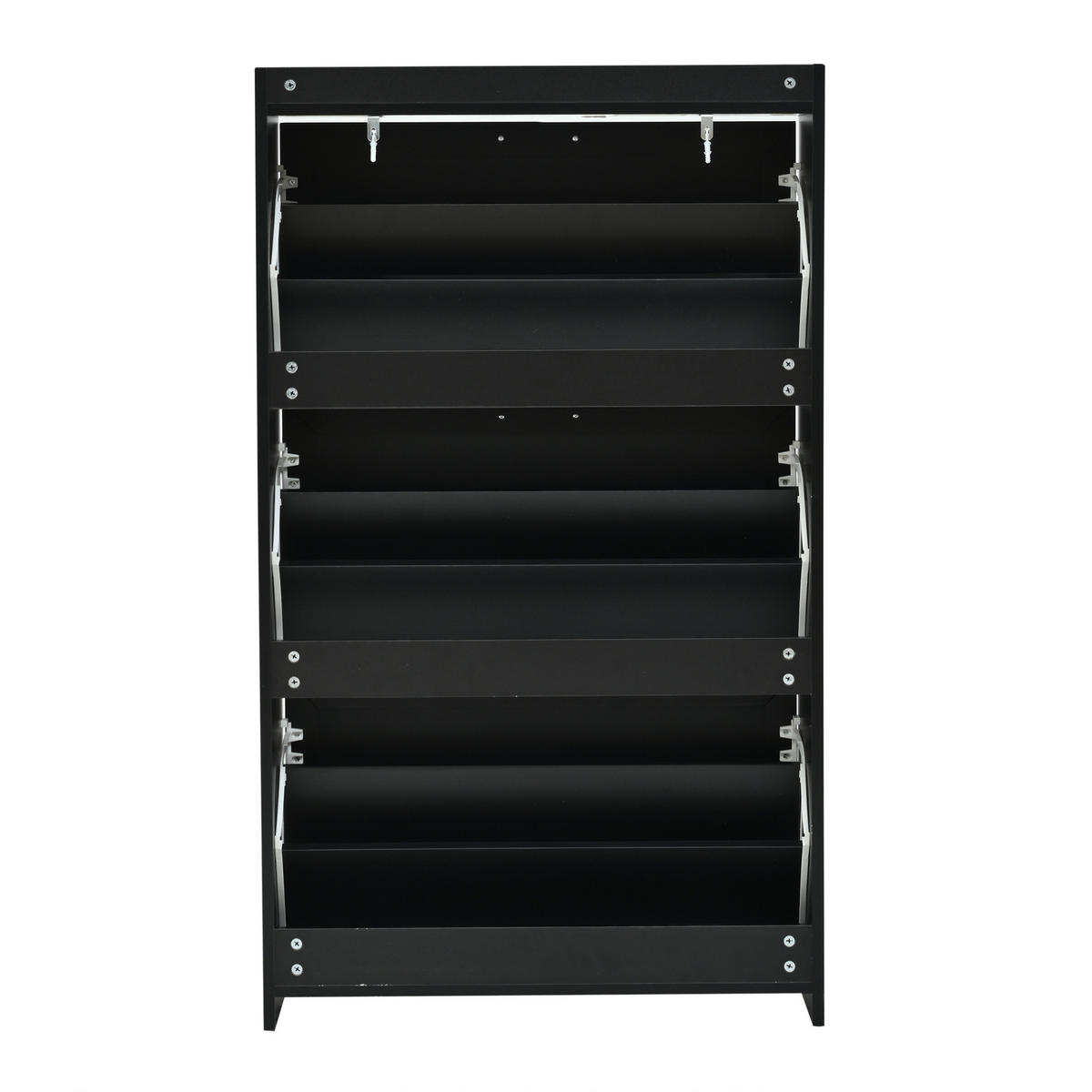 SCHUHSCHRANK 70/24/120 cm mit Klapptüren und Schublade, 6 Fächer, Schwarz - Schwarz, Holzwerkstoff (70/120/24cm) - Redom