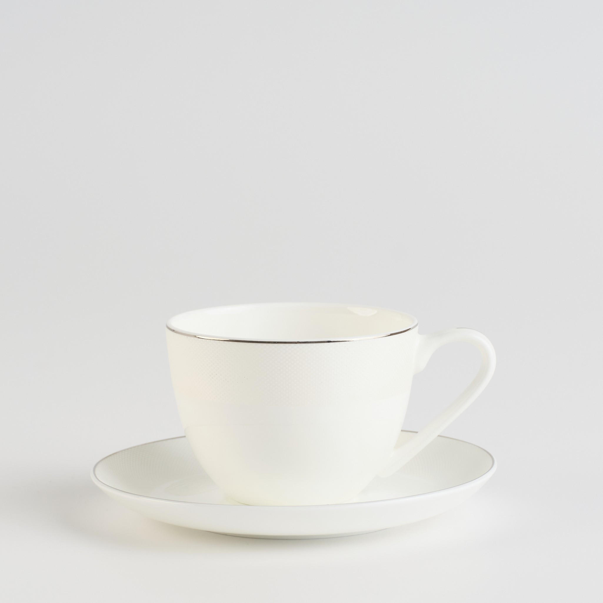 TASSE MIT UNTERTASSE Bast - Weiß, Keramik (0.25L) - home&you