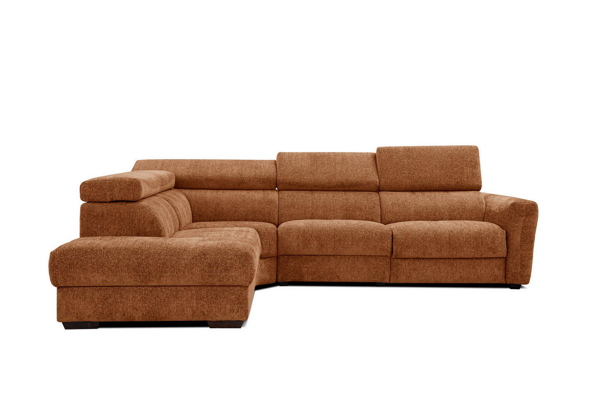 ECKSOFA CALVERA 5-Sitzer mit 1 Relaxfunktion, dunkelorange - Dunkelorange, Holzwerkstoff/Textil (239/298cm) - Courtois Laville