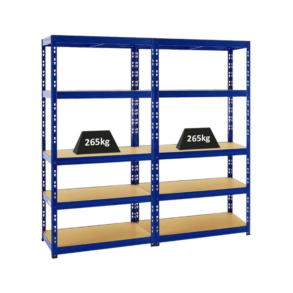 SCHWERLASTREGAL Tiger 2er-Set mit 2x 180x90x45 cm Fachlast 265 kg Blau - Blau, Metall (180/180/45cm) - PROREGAL