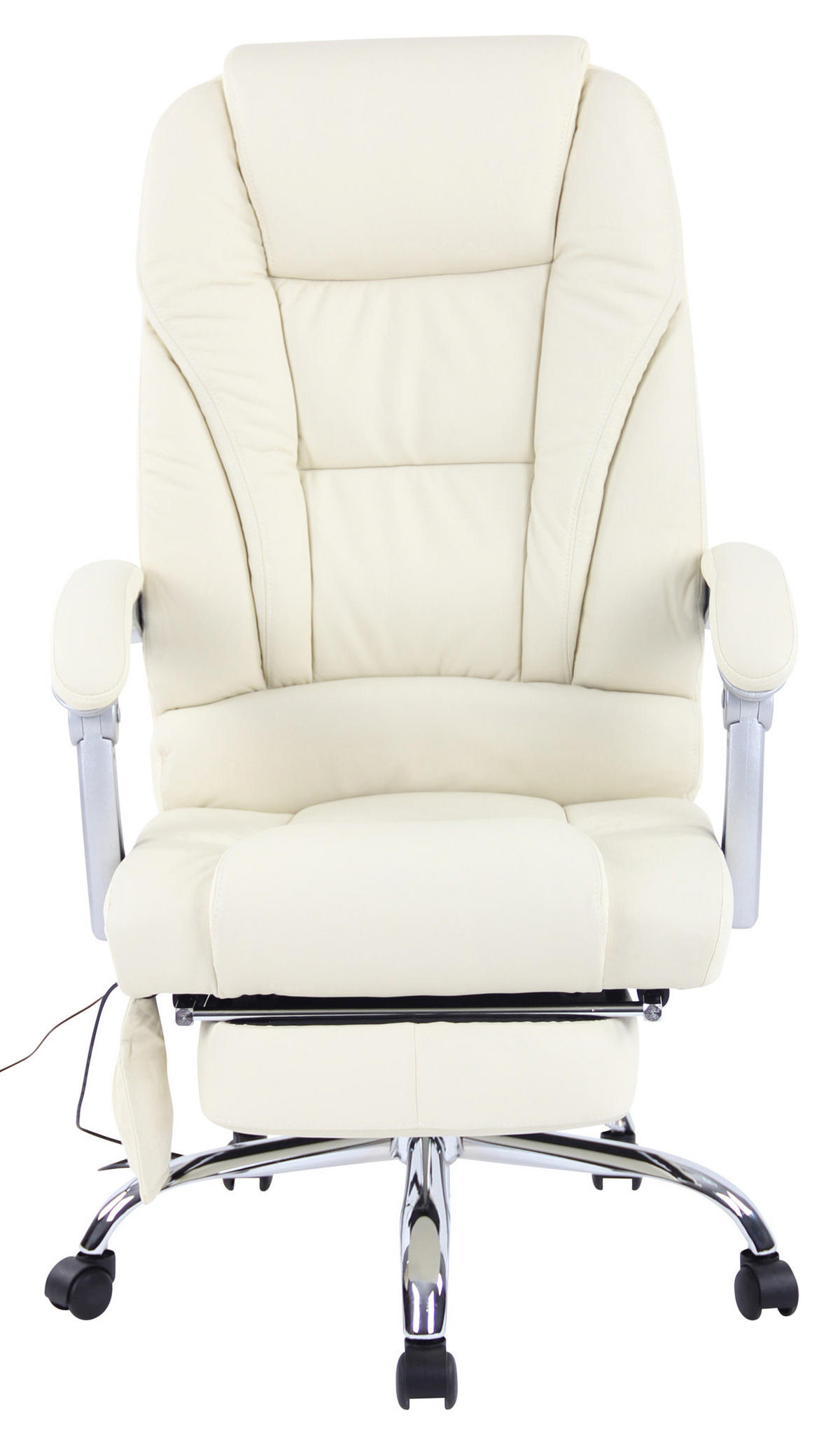 CHEFSESSEL Echtleder Creme - Chromfarben/Creme, Leder/Metall (69/118/64cm) - CLP
