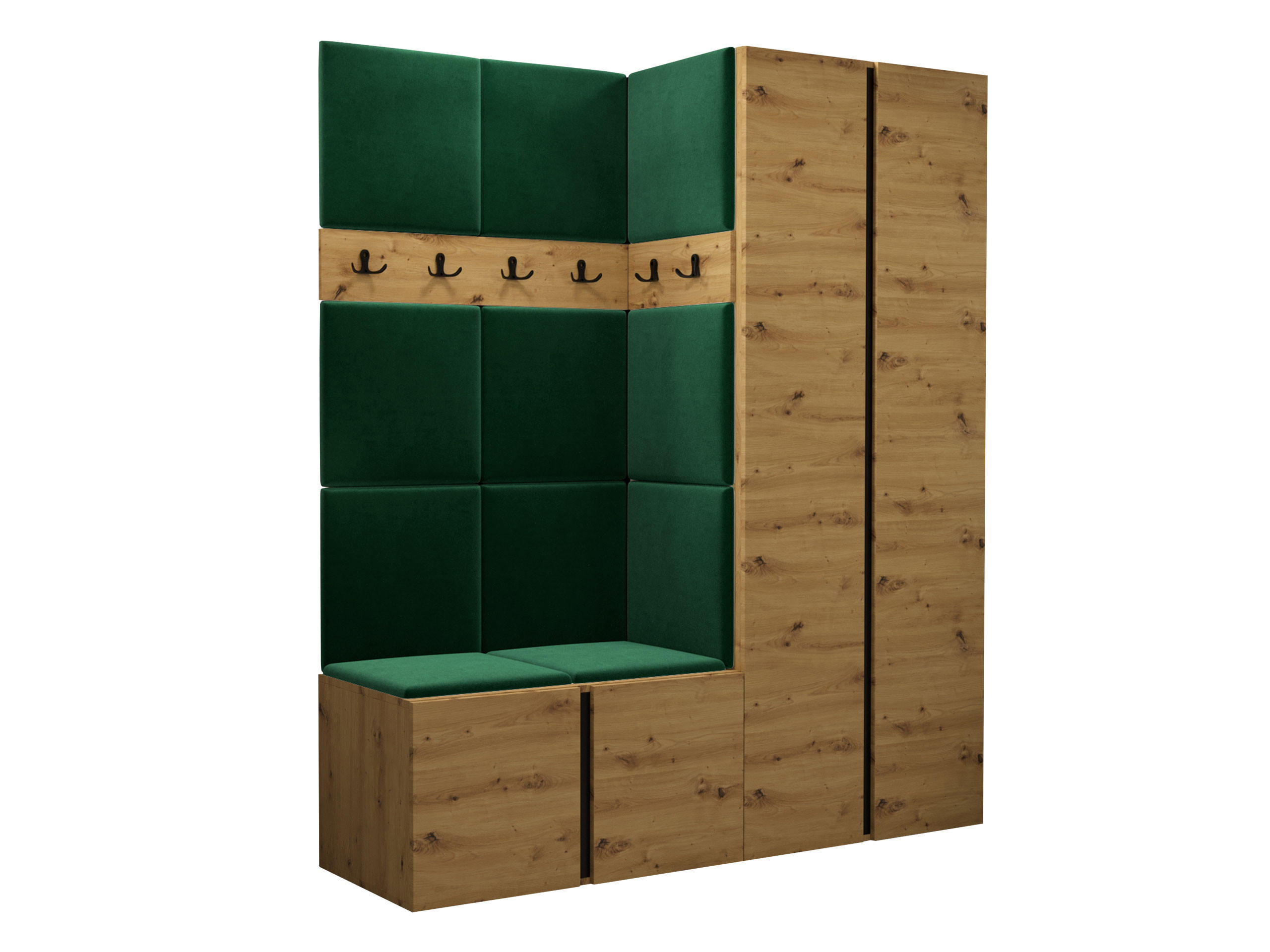 GARDEROBEN-SET Orion III - Eiche Artisan/Grün, Holzwerkstoff/Kunststoff (158/186/46cm) - MIRJAN24