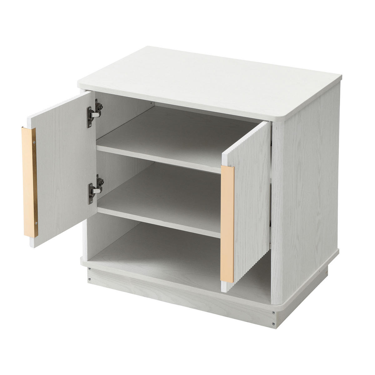 SCHUHSCHRANK 60/40/61 cm Weiß in Holzoptik aus MDF mit 2 Türen und offenem Fach - Weiß, Holzwerkstoff (60/61/40cm) - OKWISH
