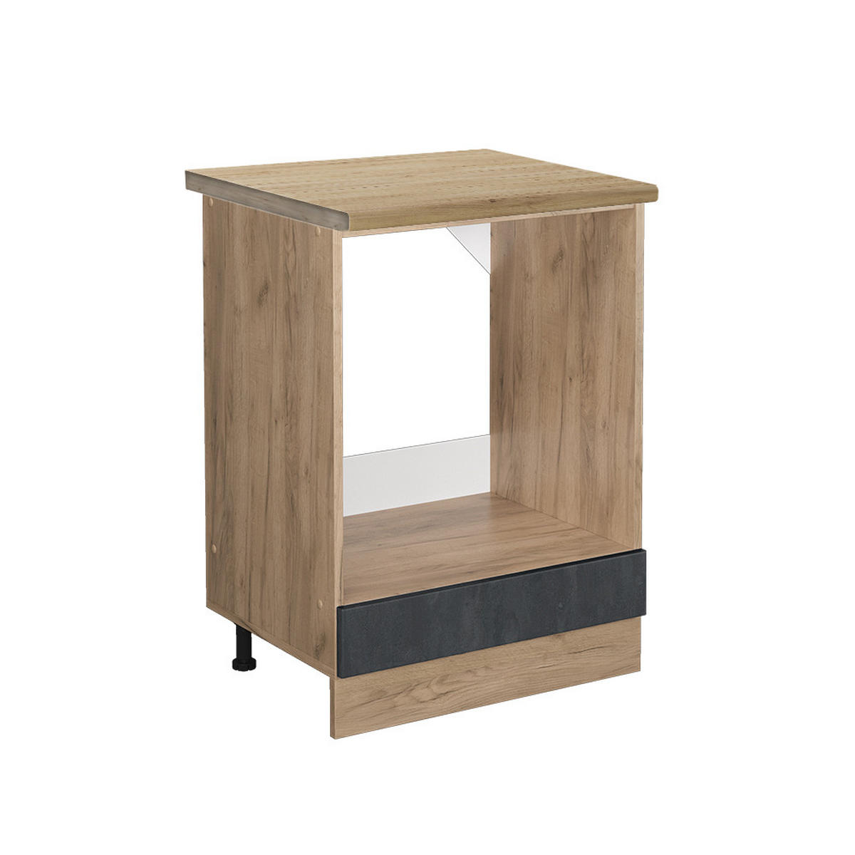 HERDUMBAUSCHRANK R-Line Schwarz Beton 60 cm AP Eiche - Honigeiche/Eiche Wotan, Holzwerkstoff (60/81.6/60cm) - Vicco