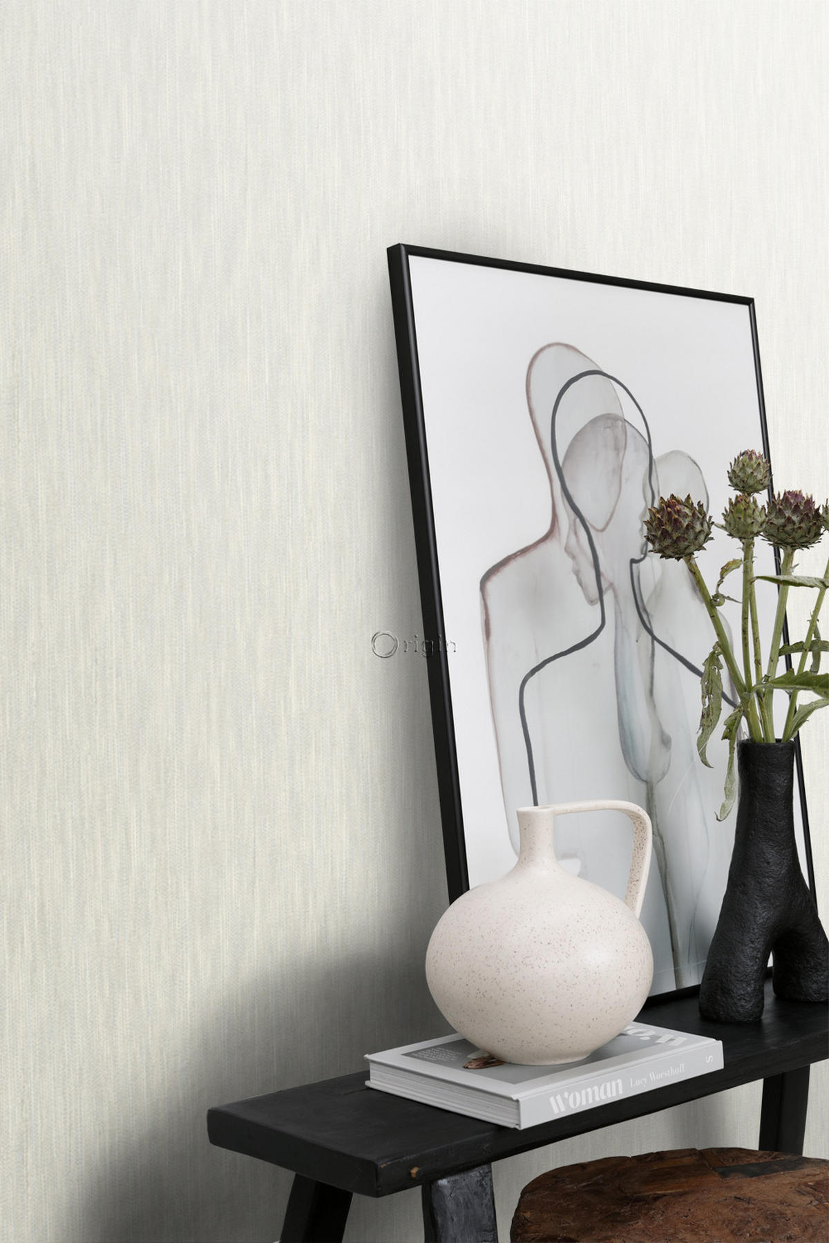 TAPETE 3D Grasmuster Leinen-Optik 53 cm x 10.05 m - Beige, Papier (53/1000cm) - Origin Wallcoverings