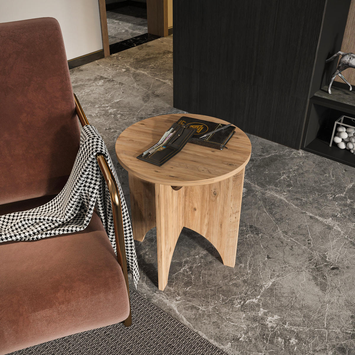 BEISTELLTISCH Merit Atlantikkiefer - Honigeiche, Holzwerkstoff (45/45/10cm) - Decorotika