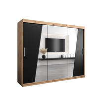 SCHWEBETÜRENSCHRANK 200/250/62 3-türig - Silberfarben/Schwarz, Holz/Kunststoff (250/200/62cm) - Abiks Möbel