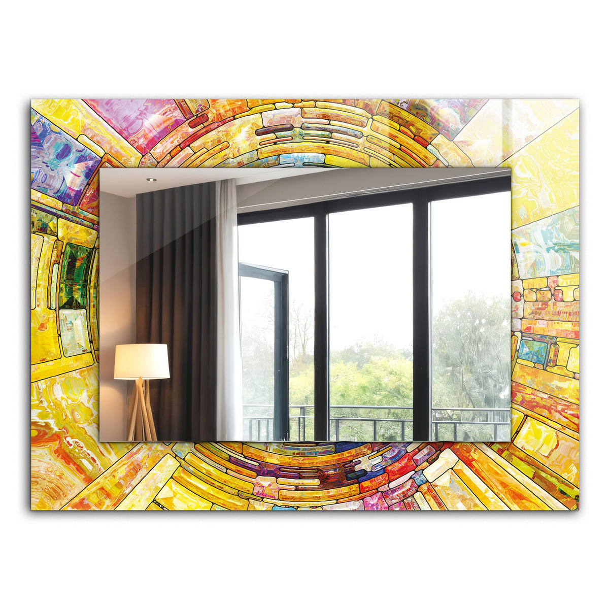 SPIEGEL 80 x 60 cm Rechteckig mit Aufdruck - Gelb, Glas (80/60/0.4cm) - TULUP
