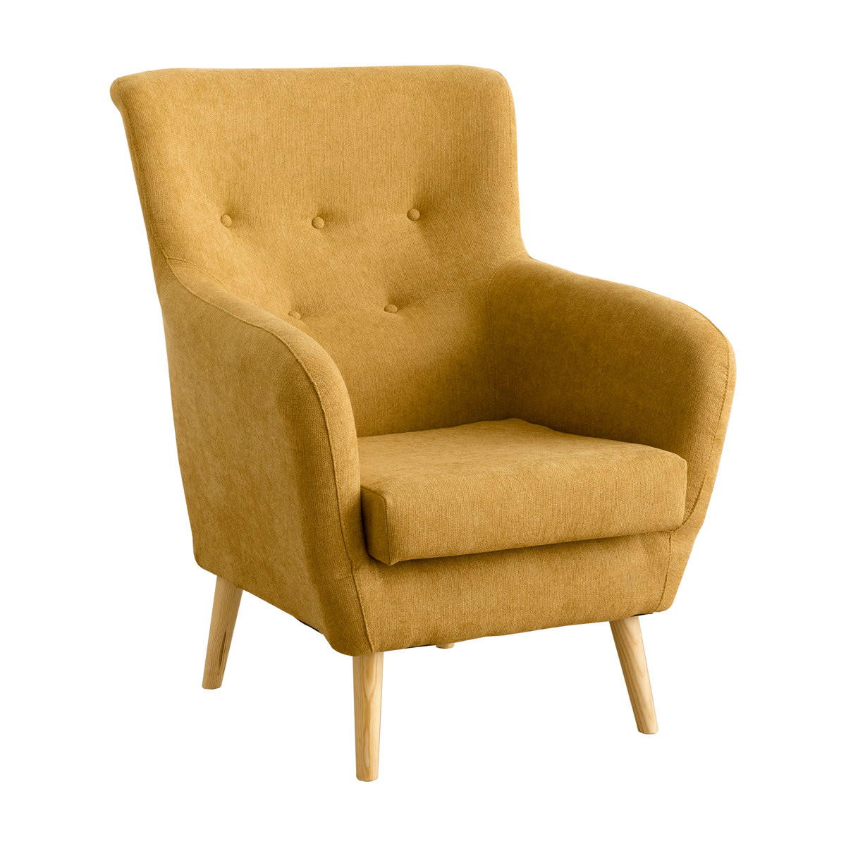 SESSEL Orsay Senf 73 cm x 97 cm - Dunkelgelb, Textil (73/97/83cm) - Kenay Home