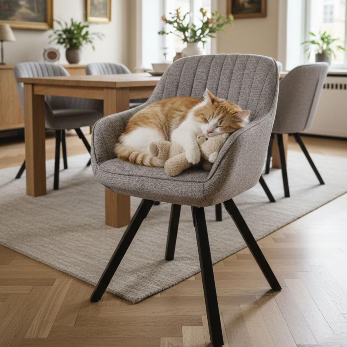 ESSZIMMERSTUHL Matera drehbar 59/84/61 cm - Hellgrau/Schwarz, Textil/Metall (59/84/61cm) - Mr. Deko