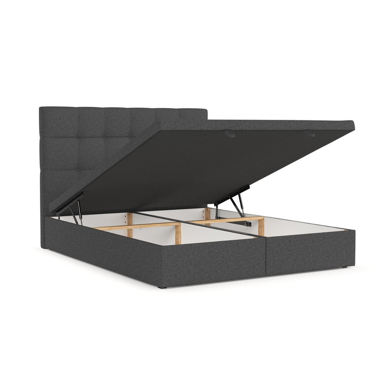 POLSTERBETT Guam mit Stauraum 140/200 cm Anthrazit im Megan Stoff - Anthrazit/Schwarz, Holz/Holzwerkstoff (140/200cm) - AltaBeds