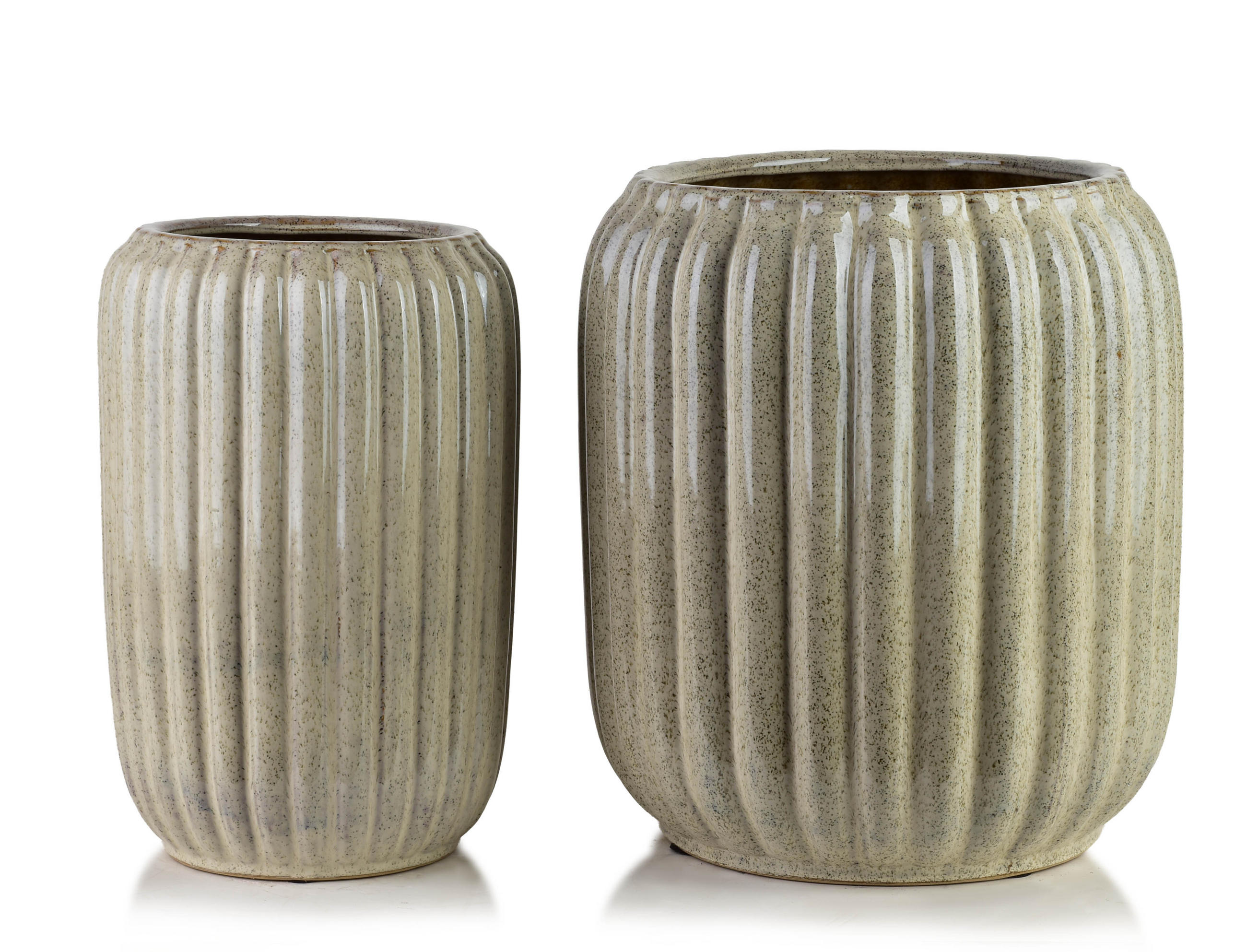 BLUMENTOPF Neva 2er Set Beige 40/40/44 cm Keramik - Beige, Keramik (40/44/40cm) - Mondex