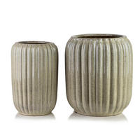 BLUMENTOPF Neva 2er Set Beige 40/40/44 cm Keramik - Beige, Keramik (40/44/40cm) - Mondex