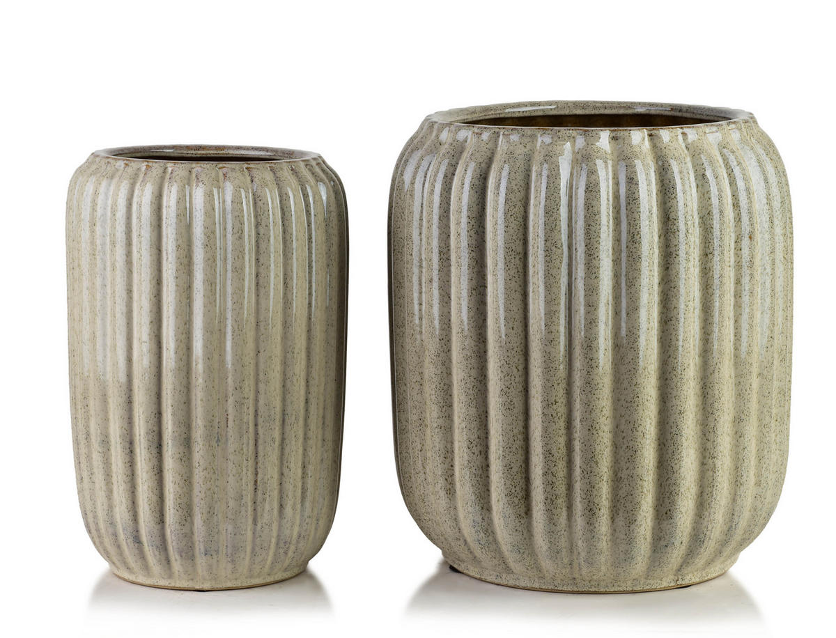 BLUMENTOPF Neva 2er Set Beige 40/40/44 cm Keramik - Beige, Keramik (40/44/40cm) - Mondex