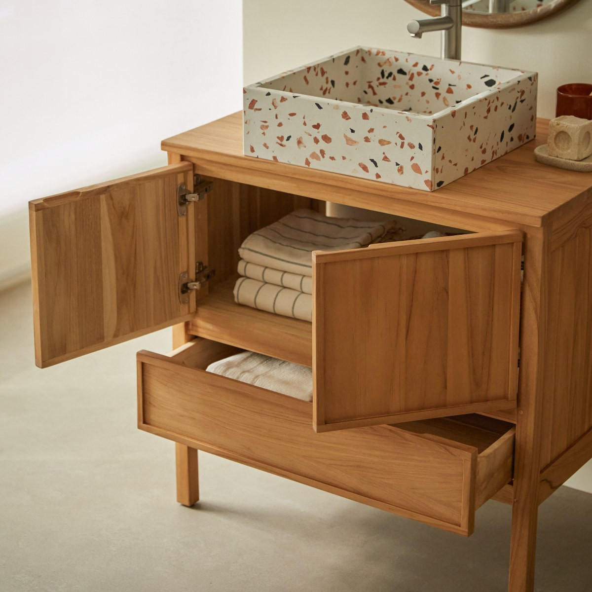 WASCHTISCHUNTERSCHRANK Jane Natur aus Teak - Naturfarben, Holz (80/79/54cm) - Tikamoon