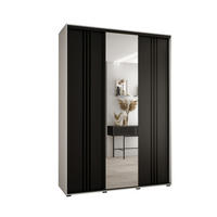 SCHWEBETÜRENSCHRANK 235,2/170/60 3-türig - Schwarz/Weiß, Holz/Metall (170/235/60cm) - Abiks Möbel