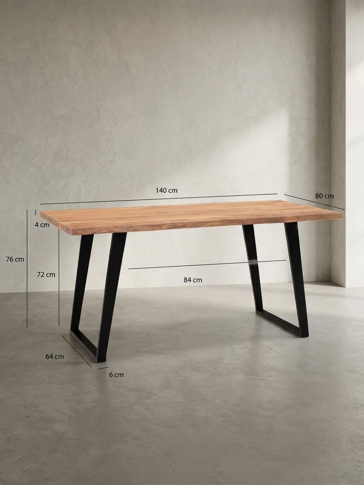 SCHREIBTISCH Massivholz Baumkante U-Gestell Handarbeit ATOLL, Goldbraun-Schwarz 140x80x76 cm - Schwarz/Braun, Holz/Metall (80/140/76cm) - KADIMA DESIGN