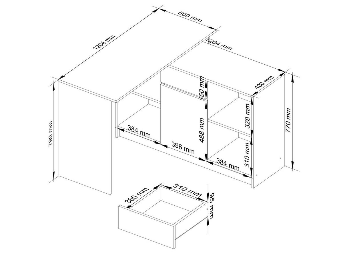 ECKSCHREIBTISCH Wengefarben 120x126x79 cm - Wengefarben, Holzwerkstoff (126/120/79cm) - Akord