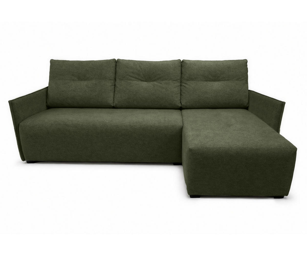 ECKSOFA L Form Damascus Grün 212/143/88 cm Rechts mit Schlaffunktion - Schwarz/Grün, Kunststoff/Textil (212/143cm) - AX Living