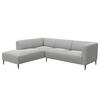 2,5-SITZER ECKSOFA mit Ottomane - Hellgrau/Schwarz, Textil/Metall (252/205cm) - home24
