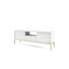 TV-SCHRANK NOVA Geriffelt Regal, 2 Türen, Schublade, Goldene Beine, 154x39x56cm, Weiß - Goldfarben/Weiß, Holzwerkstoff/Kunststoff (154/56/39cm) - DomoHome