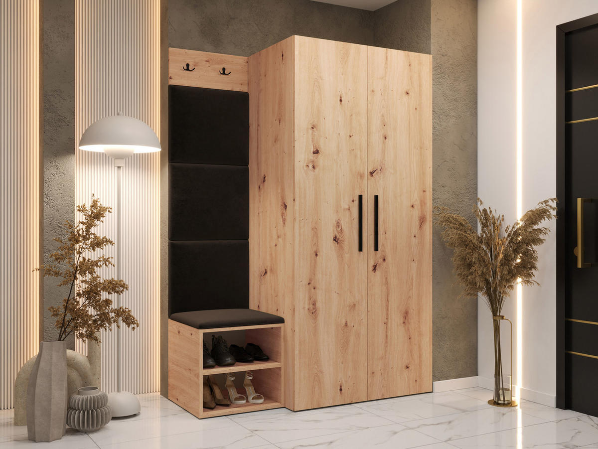 GARDEROBEN-SET Medi IV - Schwarz/Braun, Holzwerkstoff/Kunststoff (80/191/50cm) - MIRJAN24