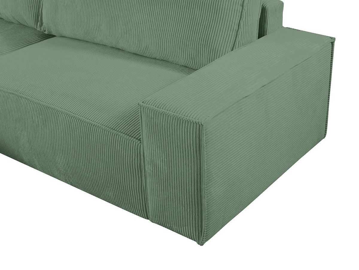 ECKSOFA mit Schlaffunktion - Ecke links - Cord - Mandelgrün - AMELIA - Grün, Textil (167/267cm) - Vente-Unique