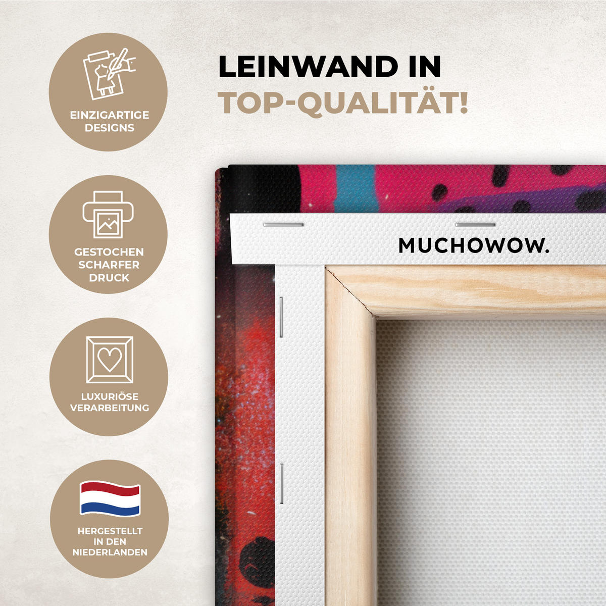 LEINWANDBILD Farbflächen - Formen - Bunt - Abstrakt Wandbild Wohnzimmer 60x80 cm - Pink, Textil (60/80cm) - MuchoWow