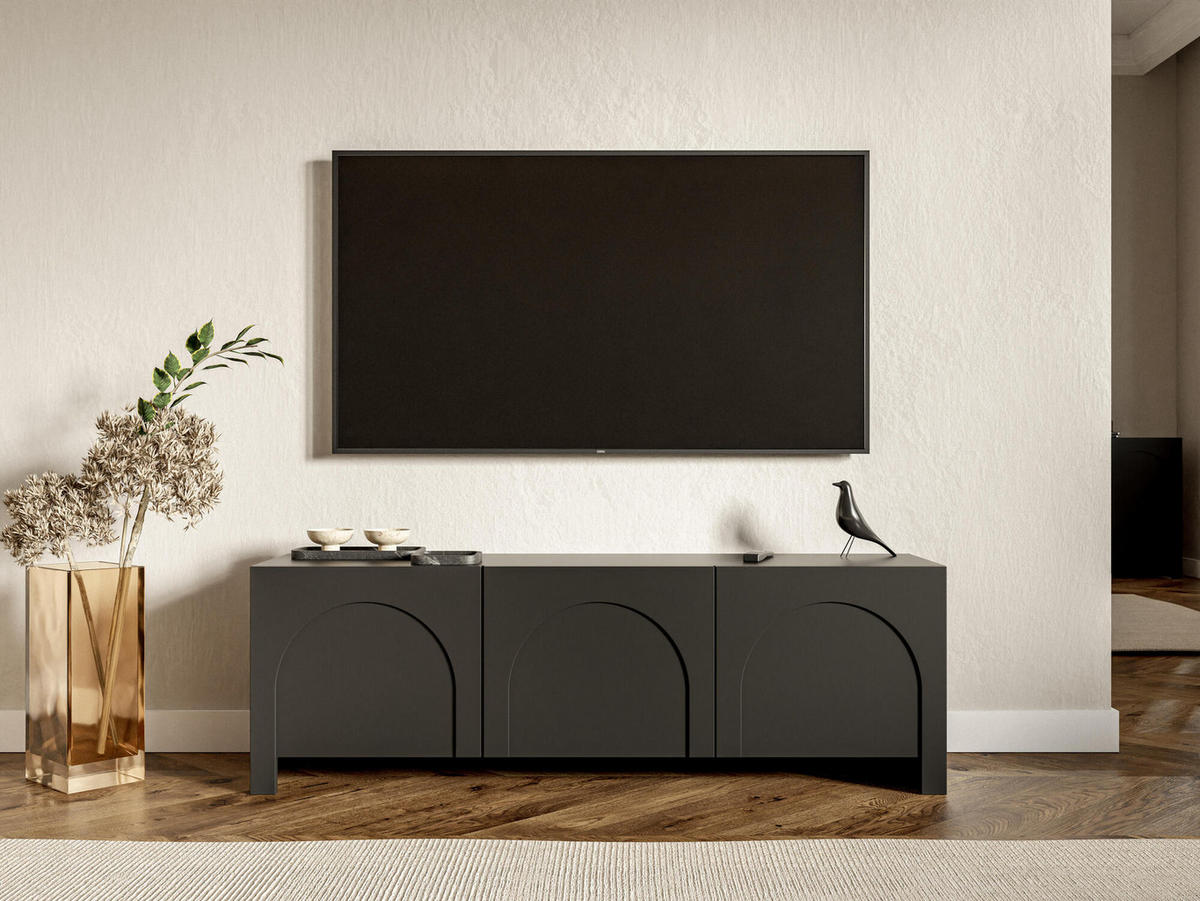 TV-LOWBOARD ARCO Schwarz, Gold 150x35x49 cm - Goldfarben/Schwarz, Holzwerkstoff (150/49/35cm) - FURNLUX