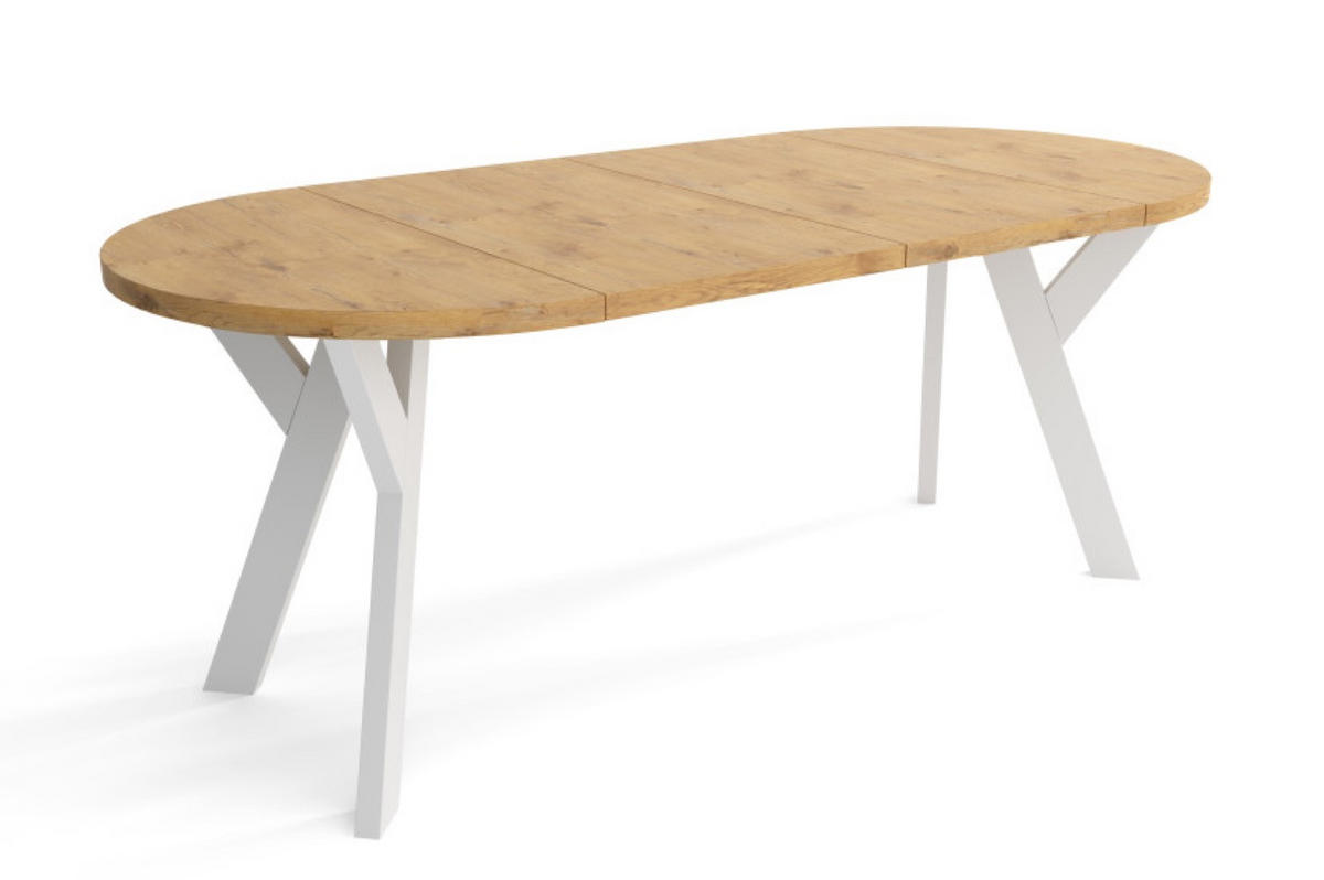 TISCH Weiß Lancelot Eiche Ausziehbar Rund 100/200 cm - Multicolor, Holzwerkstoff (200/100/75cm) - Sepro Meble