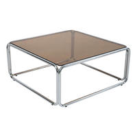 COUCHTISCH, Braun - Braun, Glas/Metall (90/90/40cm) - Oviala
