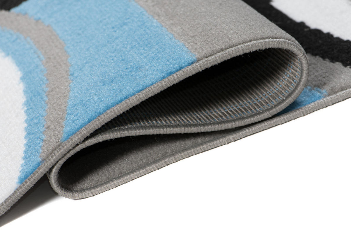 TEPPICH MAYA Blau Geometrisch Kreise Vierecke 220/300 cm - Blau, Textil (220/300cm) - Tapiso