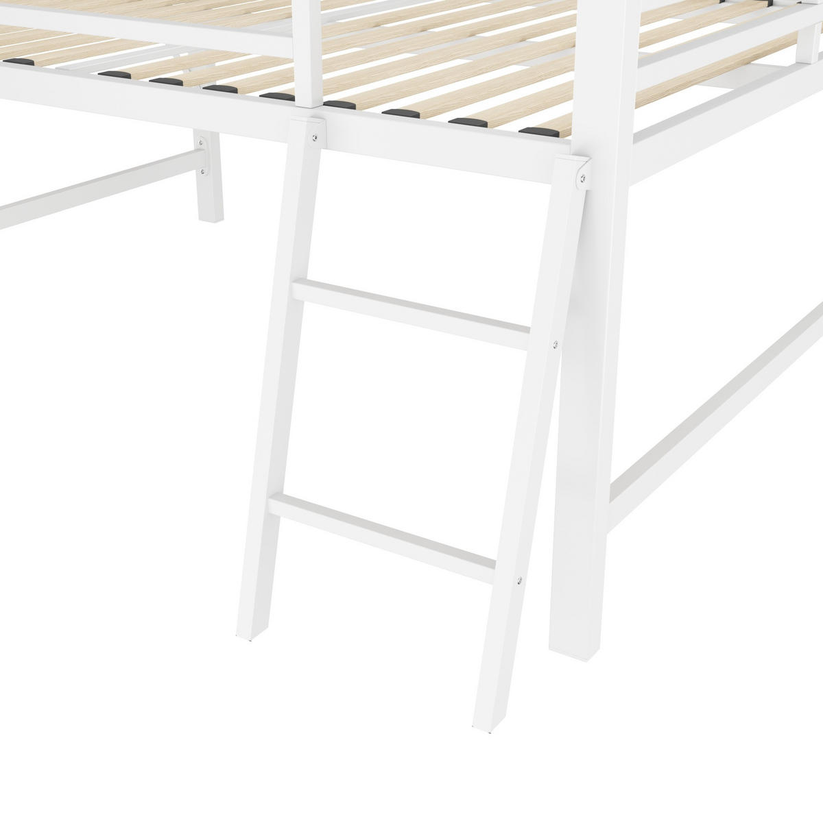 HOCHBETT 140/200 cm Weiß mit Leiter, Schreibtisch und LED ohne Matratze - Weiß, Metall (140/200cm) - MIVRAY