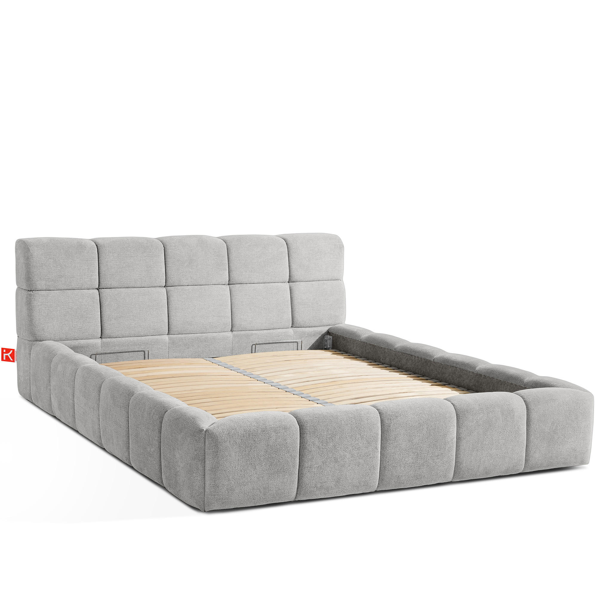 POLSTERBETT AERI 140/160/180/200 mit Rahmen und Bettkasten, hellgrau - Hellgrau, Holz/Holzwerkstoff (160/200cm) - KONSIMO®