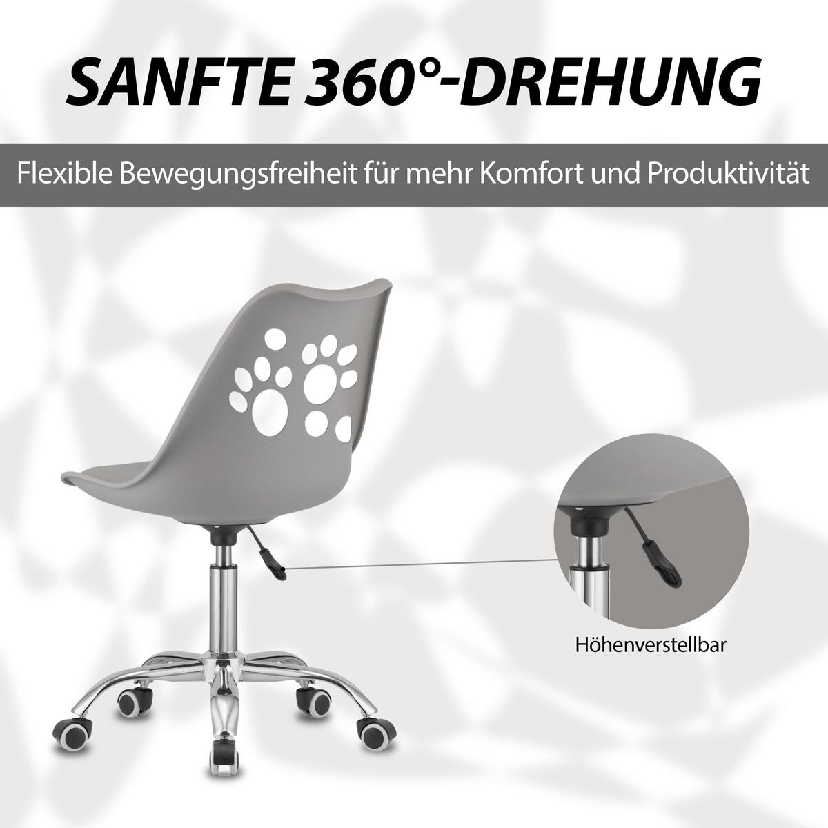 BÜRODREHSTUHL Grau, Höhenverstellbar, Rollen, Ohne Armlehnen, Ergonomisch Für Home Office Und Schlafzimmer - Grau, Textil (51/94/58cm) - Best For Home