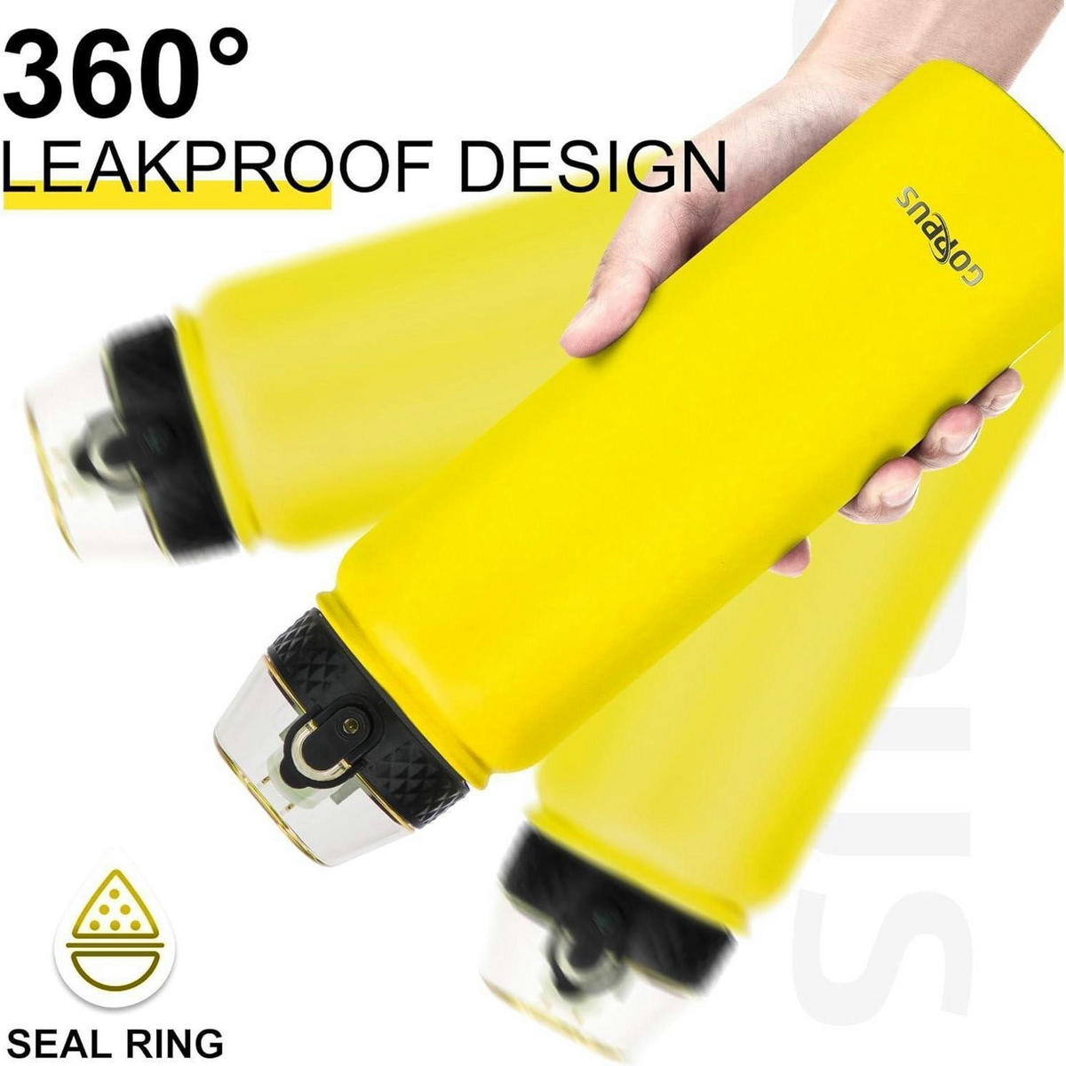 THERMOSFLASCHE mit Strohhalm 1 Liter Gelb - Gelb, Metall (8/8cm)