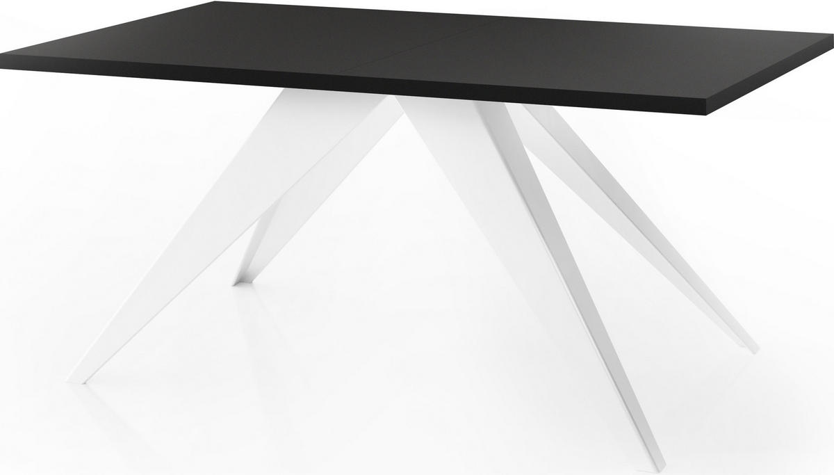 ESSTISCH Vance Weiß rechteckig ausziehbar, Schwarz 160-260/90/76 cm - Schwarz/Weiß, Holzwerkstoff/Metall (160/90/76cm) - WFL GROUP