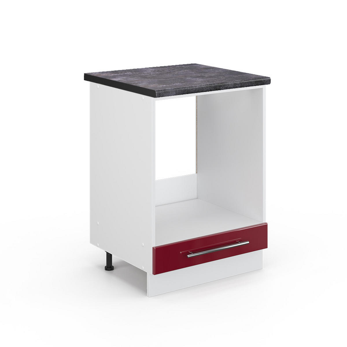 HERDUMBAUSCHRANK Fame-Line Bordeaux Hochglanz 60 cm, AP Anthrazit - Bordeaux/Weiß, Holzwerkstoff (60/82/60cm) - Vicco
