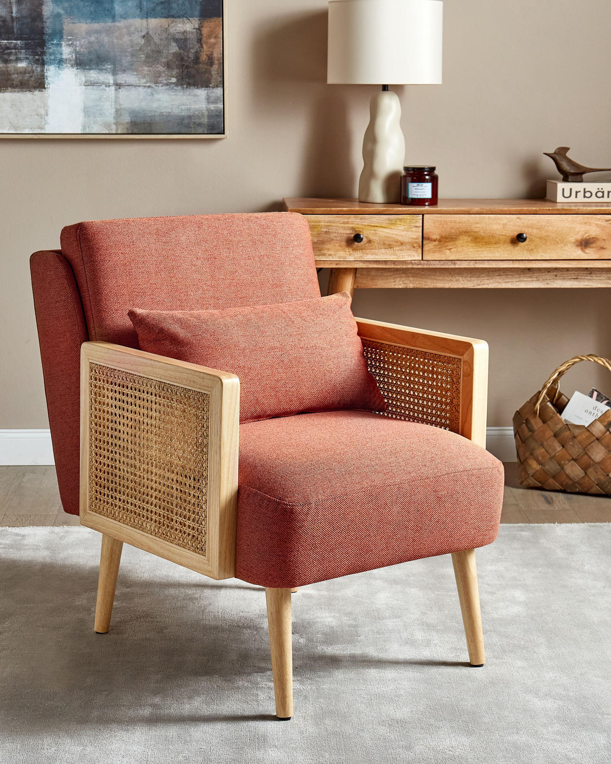 SESSEL Polsterbezug Orange Orum - Hellbraun/Orange, Textil (65/80/78cm) - Beliani