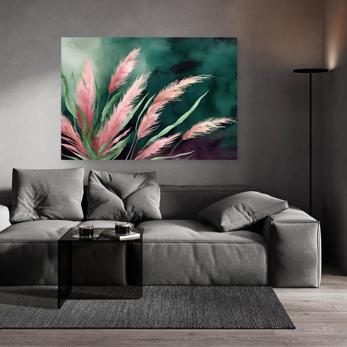 WANDBILD pampasgras abstrakt botanik - Pink, Textil (60/40cm) - Feeby