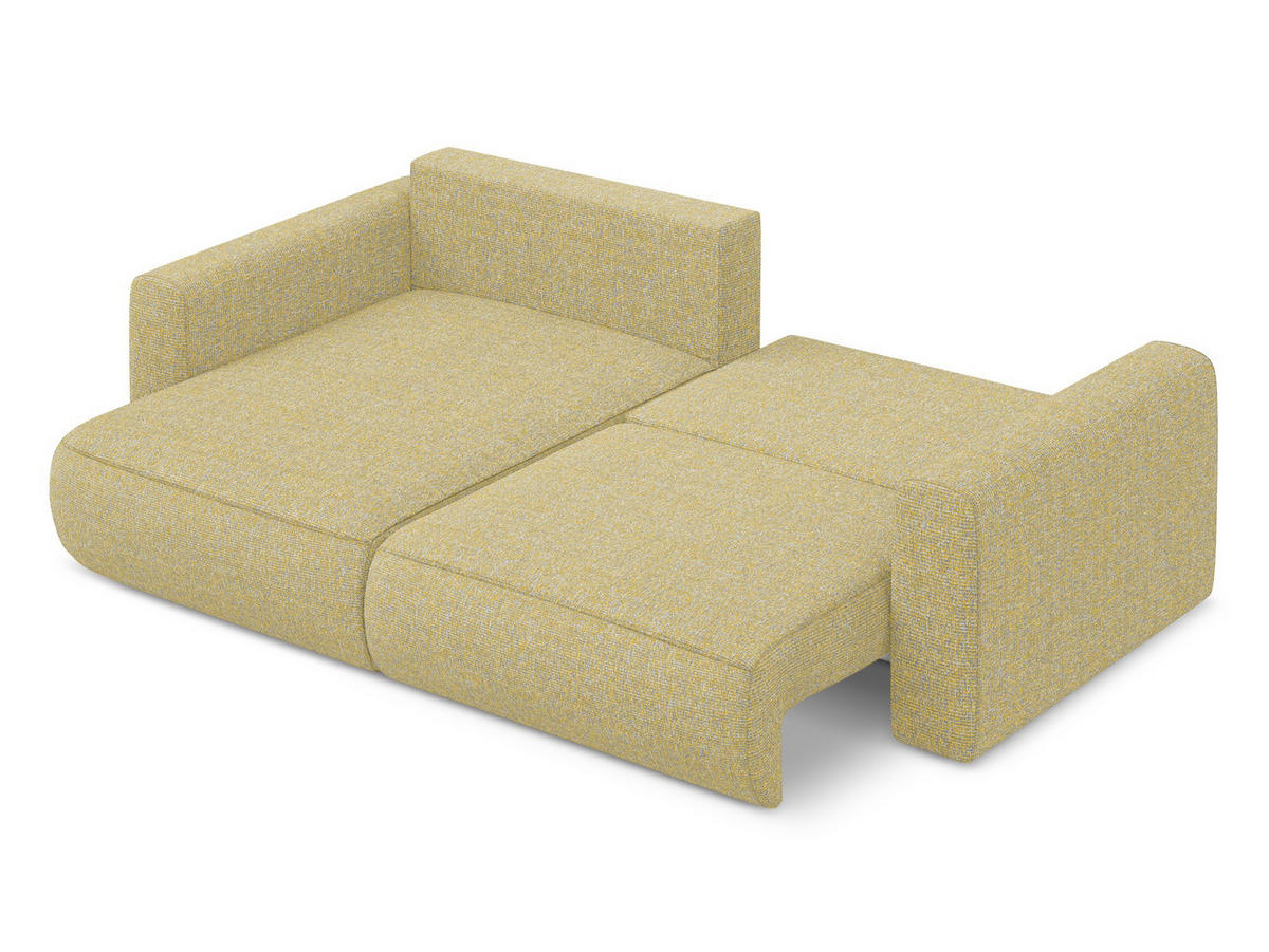 ECKSOFA mit Schlaffunktion Strukturstoff Stoff Gelb - Currygelb/Gelb, Kunststoff/Textil (149/240cm) - Makamii